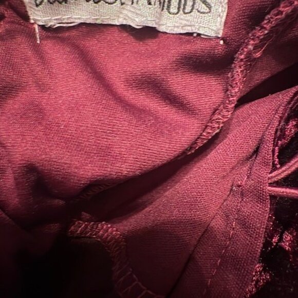 Almost Famous Burgundy Crushed Velvet Wrap Dress - Picture 3 of 3